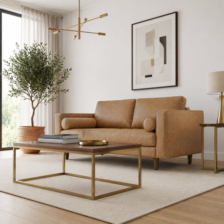 Catherine Tan Genuine Leather Loveseat from Ashcroft Furniture - Luna Furniture