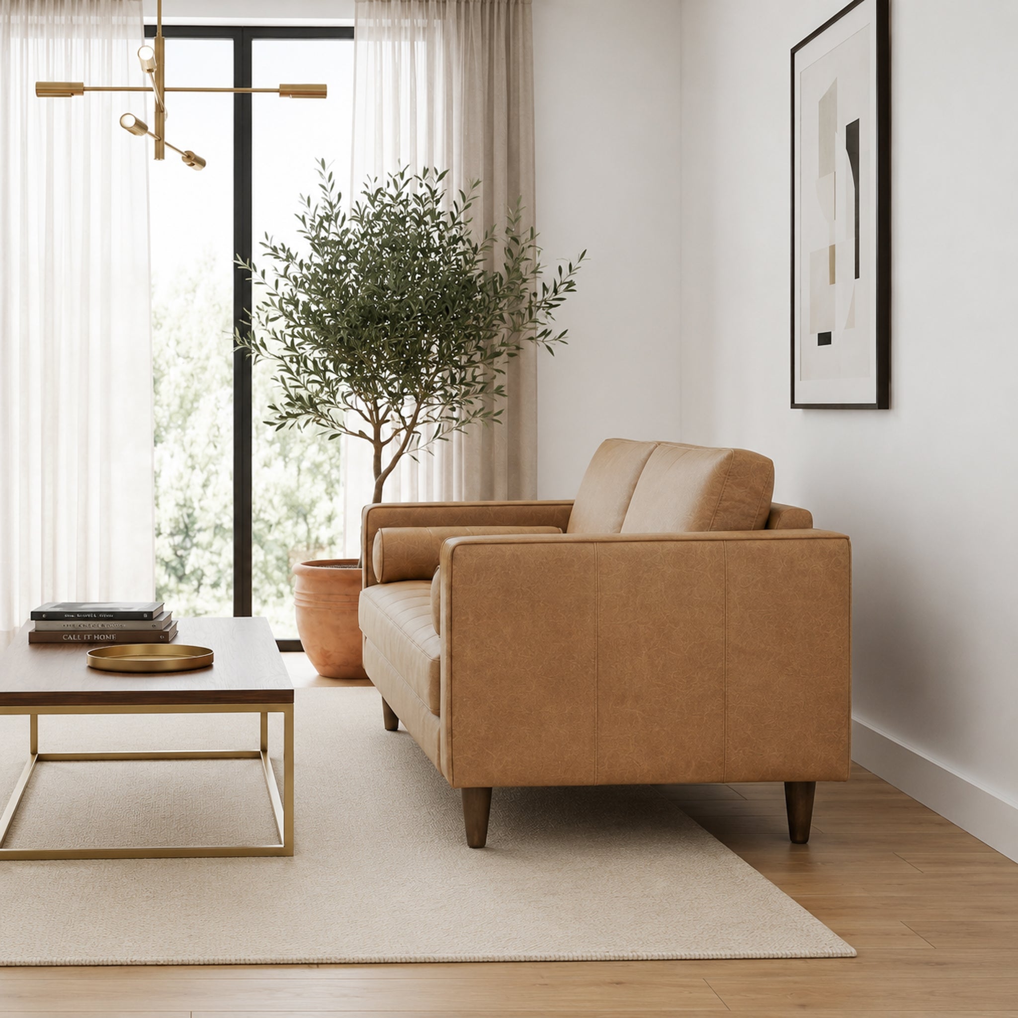 Catherine Tan Genuine Leather Loveseat