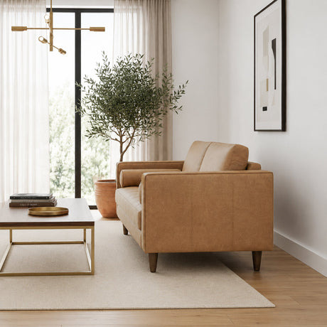 Catherine Tan Genuine Leather Loveseat from Ashcroft Furniture - Luna Furniture