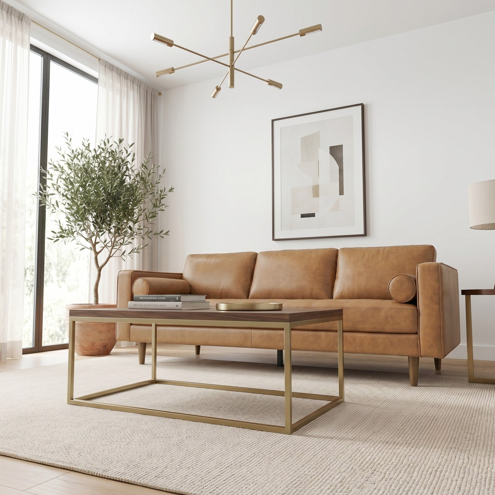 Catherine Genuine Tan Leather Sofa from Ashcroft Furniture - Luna Furniture