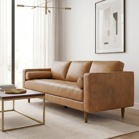 Catherine Tan Genuine Leather Sofa from Ashcroft Furniture - Luna Furniture