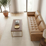 Catherine Genuine Tan Leather Sofa from Ashcroft Furniture - Luna Furniture