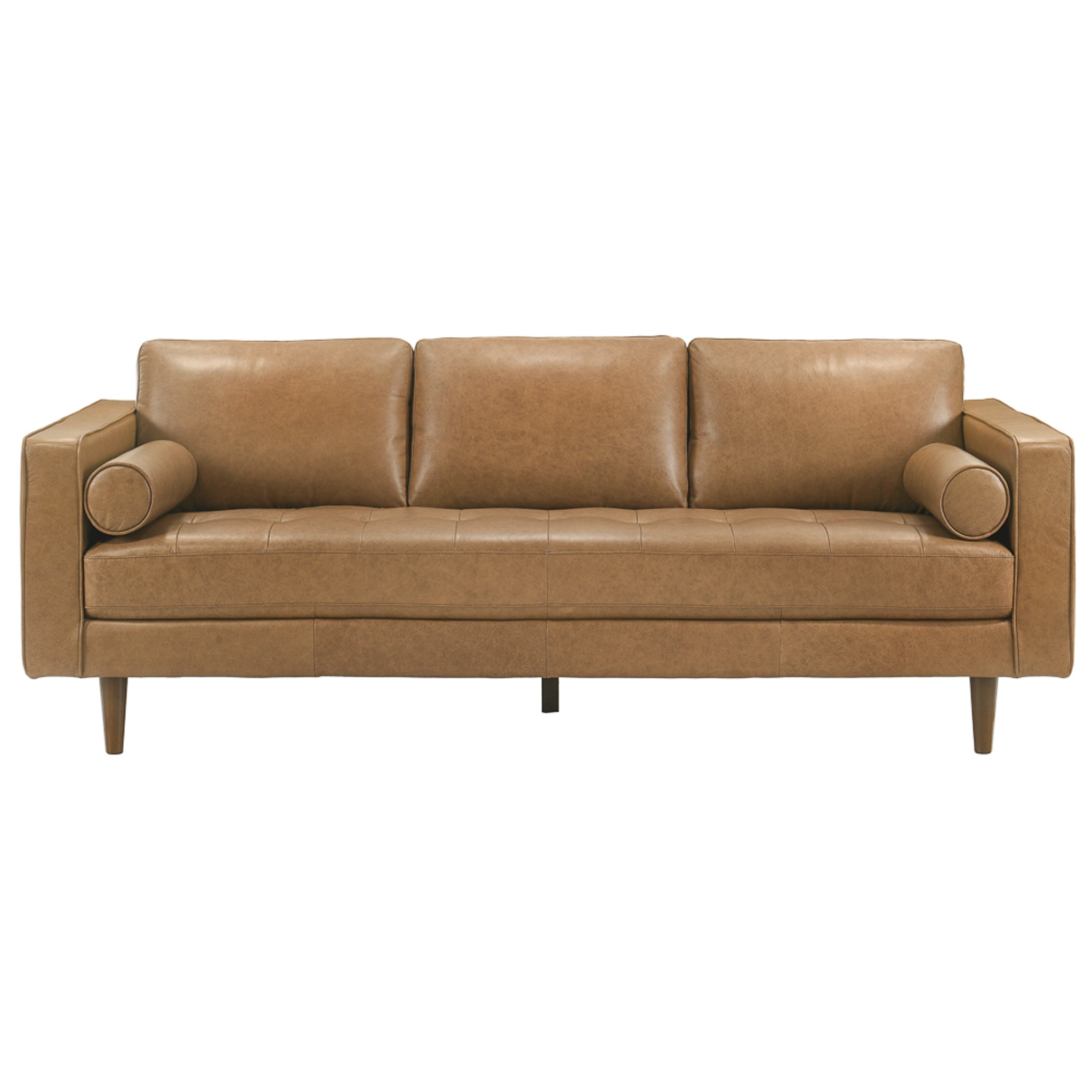 Catherine Genuine Tan Leather Sofa from Ashcroft Furniture - Luna Furniture