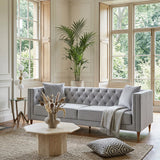 Chalky Living Room Tufted Velvet Upholstered Couch in Light Gray from Ashcroft Furniture - Luna Furniture