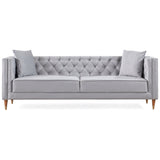 Chalky Living Room Tufted Velvet Upholstered Couch in Light Gray from Ashcroft Furniture - Luna Furniture