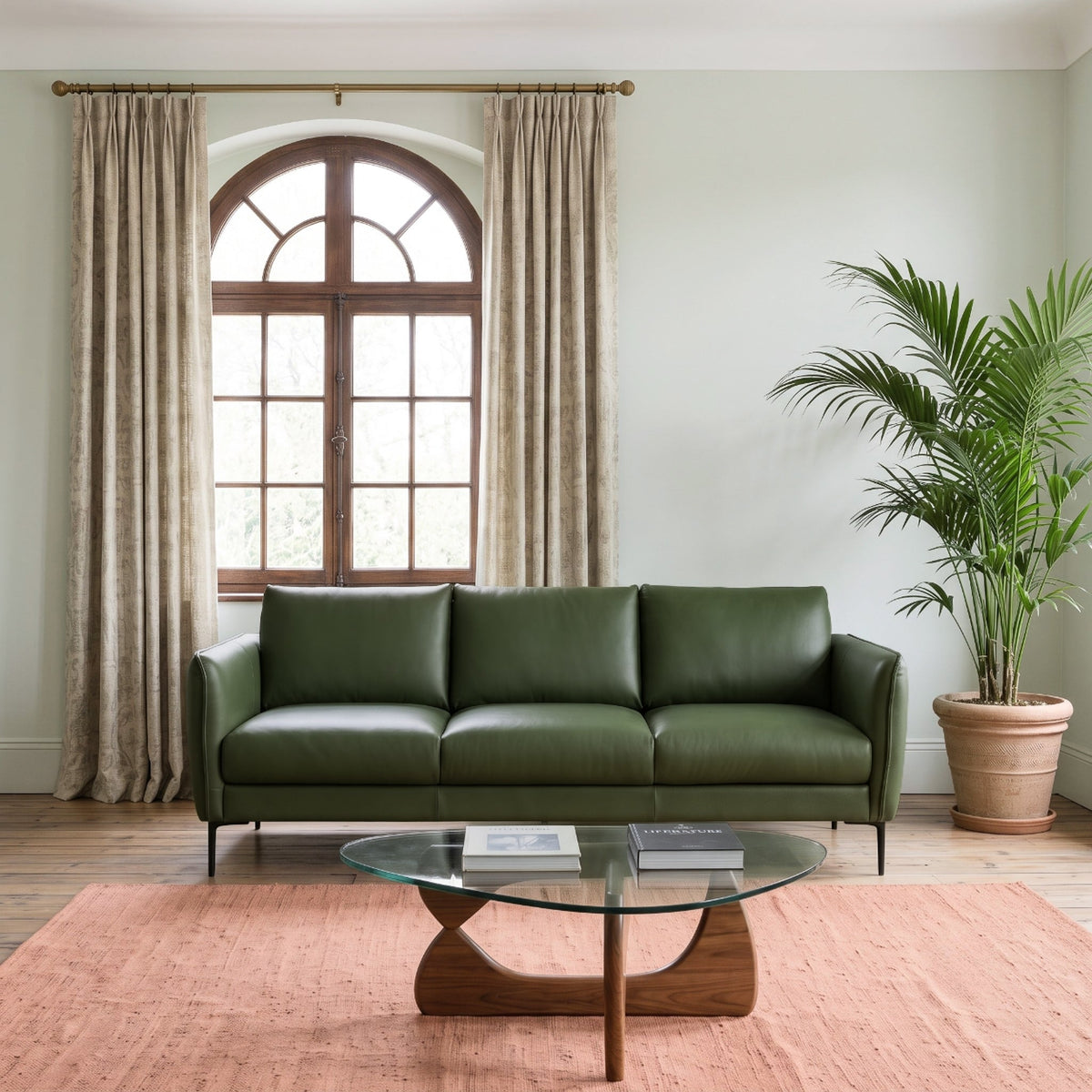 Cooperstown Green Leather Sofa from Ashcroft Furniture - Luna Furniture