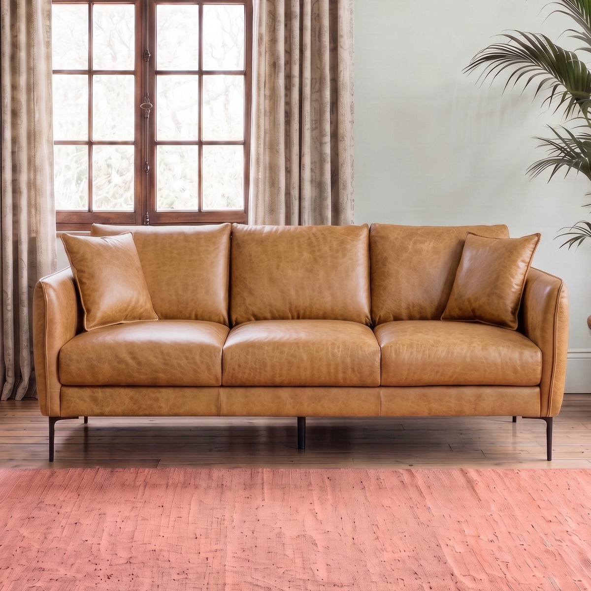 Cooperstown Tan Leather Sofa from Ashcroft Furniture - Luna Furniture