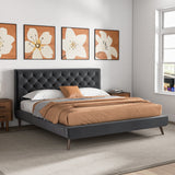 Dillon Grey Velvet Platform Bed (King Size) from Ashcroft Furniture - Luna Furniture