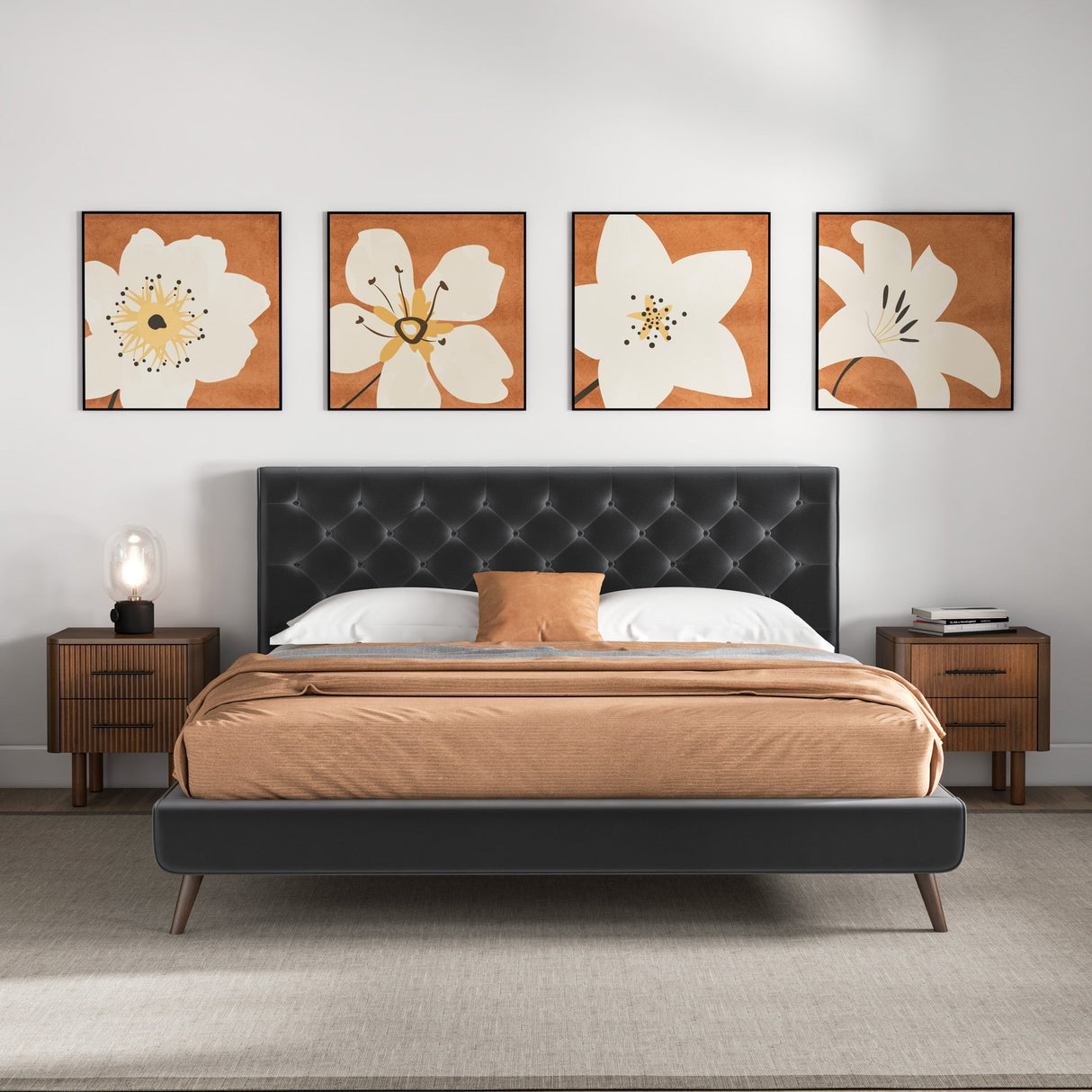 Dillon Grey Velvet Platform Bed (King Size) from Ashcroft Furniture - Luna Furniture