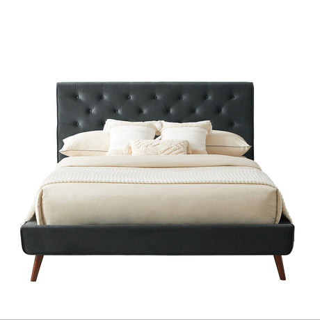 Dillon Gray Velvet Queen Platform Bed from Ashcroft Furniture - Luna Furniture