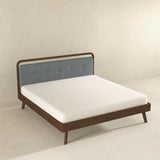 Divan Solid Wood King Bed with Fabric Upholstered Headboard from Ashcroft Furniture - Luna Furniture