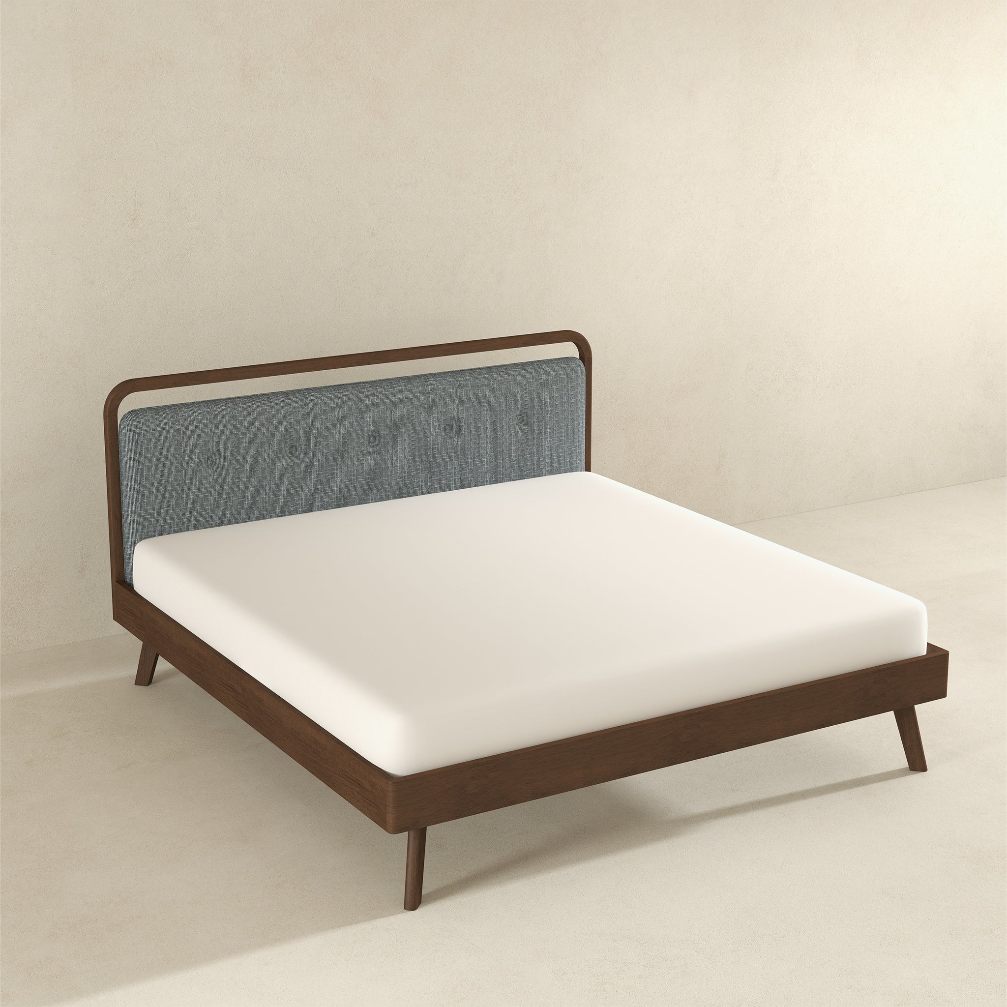 Divan Solid Wood King Bed with Fabric Upholstered Headboard from Ashcroft Furniture - Luna Furniture