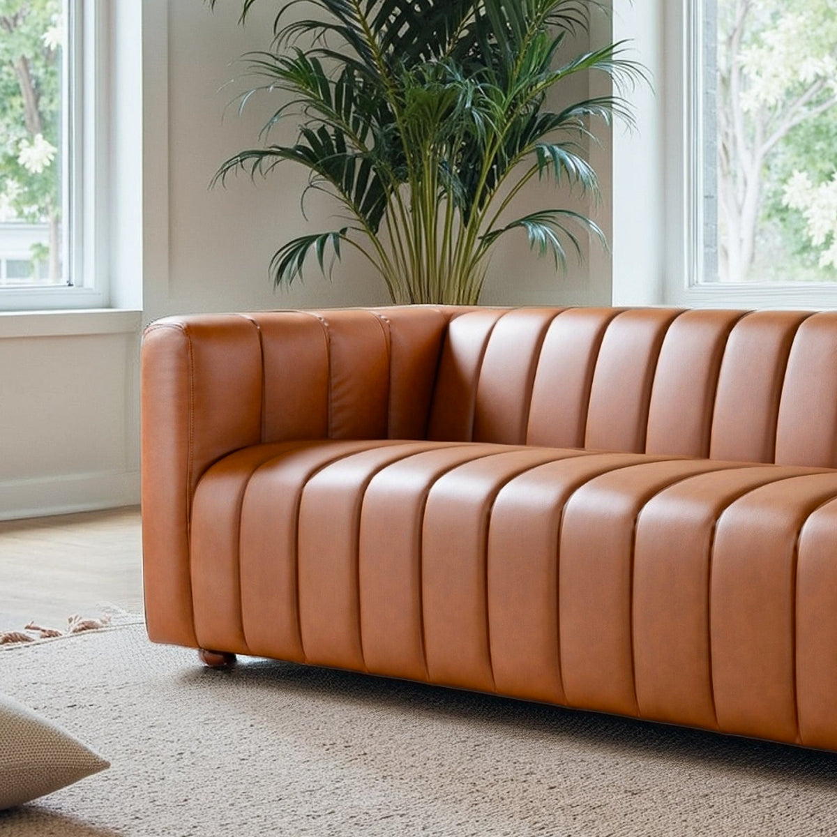 Harrison Cognac Genuine Leather 3-Seater Sofa