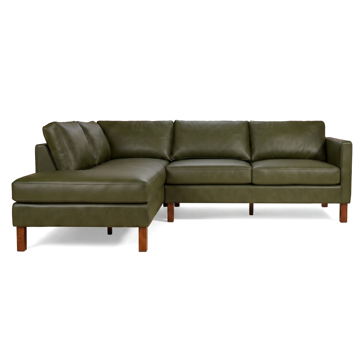 Juno Green Leather Left-Facing Sectional Sofa from Ashcroft Furniture - Luna Furniture