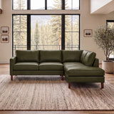 Juno Green Leather Right-Facing Sectional Sofa from Ashcroft Furniture - Luna Furniture