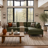 Juno Green Leather Right-Facing Sectional Sofa from Ashcroft Furniture - Luna Furniture