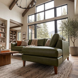 Juno Green Leather Right-Facing Sectional Sofa from Ashcroft Furniture - Luna Furniture