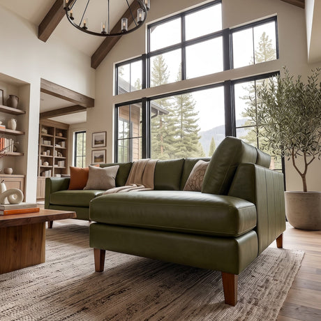 Juno Green Leather RAF Sectional from Ashcroft Furniture - Luna Furniture