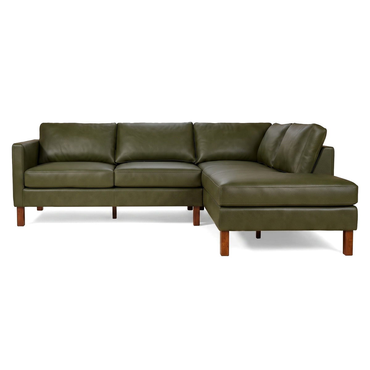 Juno Green Leather Right-Facing Sectional Sofa from Ashcroft Furniture - Luna Furniture
