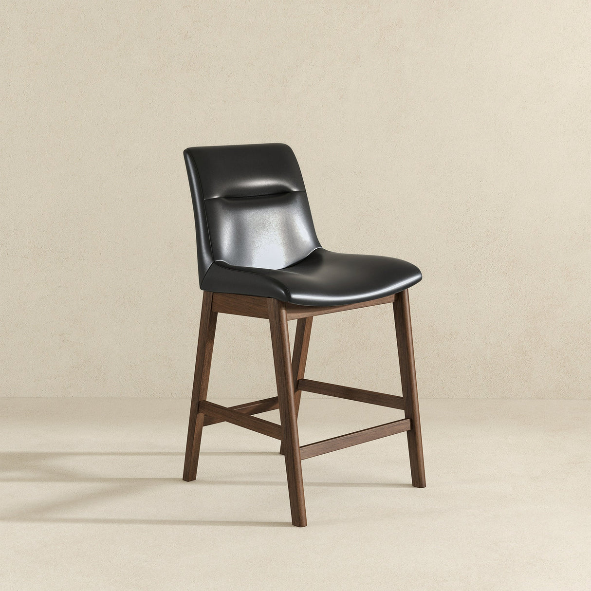 Langlade Leather Upholstered Counter Stool in Black (Set of 2) from Ashcroft Furniture - Luna Furniture