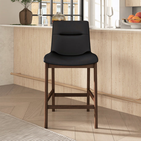 Langlade Black Leather Upholstered Counter Stool, Set of 2 from Ashcroft Furniture - Luna Furniture