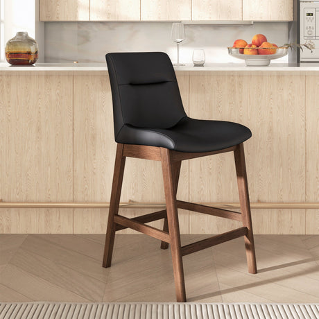 Langlade Black Leather Upholstered Counter Stool, Set of 2 from Ashcroft Furniture - Luna Furniture