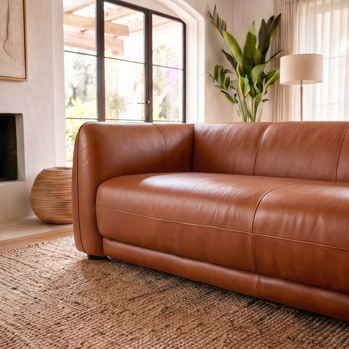 Maine Brown Leather Sofa from Ashcroft Furniture - Luna Furniture