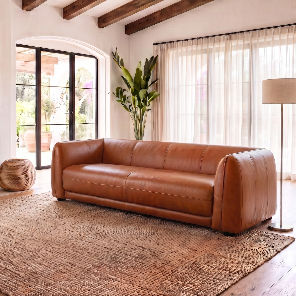 Maine Brown Leather Sofa from Ashcroft Furniture - Luna Furniture