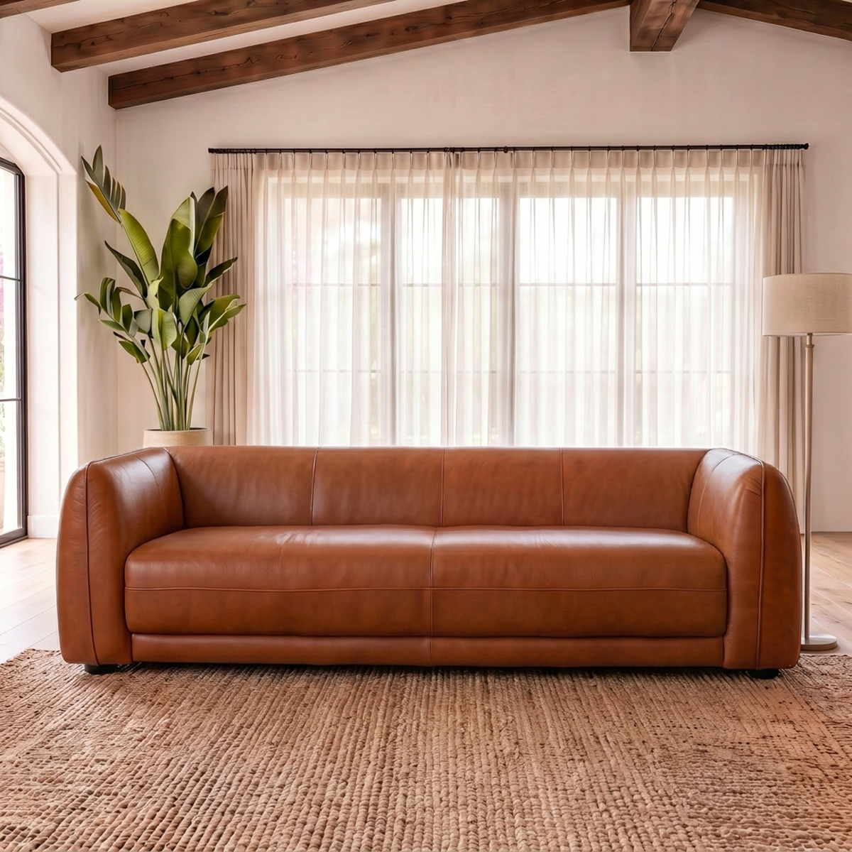 Maine Brown Leather Sofa from Ashcroft Furniture - Luna Furniture