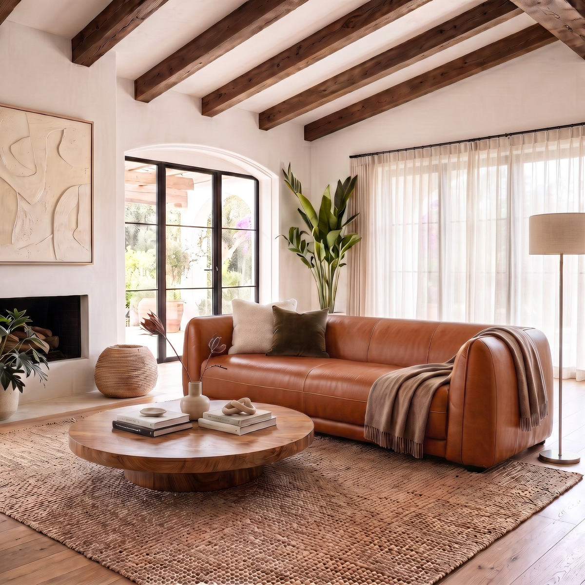 Maine Brown Leather Sofa from Ashcroft Furniture - Luna Furniture