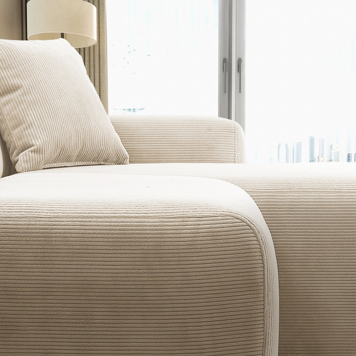 Mar Sectional Cream Corduroy Sofa (Right Facing) from Ashcroft Furniture - Luna Furniture