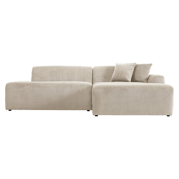 Mar Cream Corduroy Right Facing Sectional Sofa