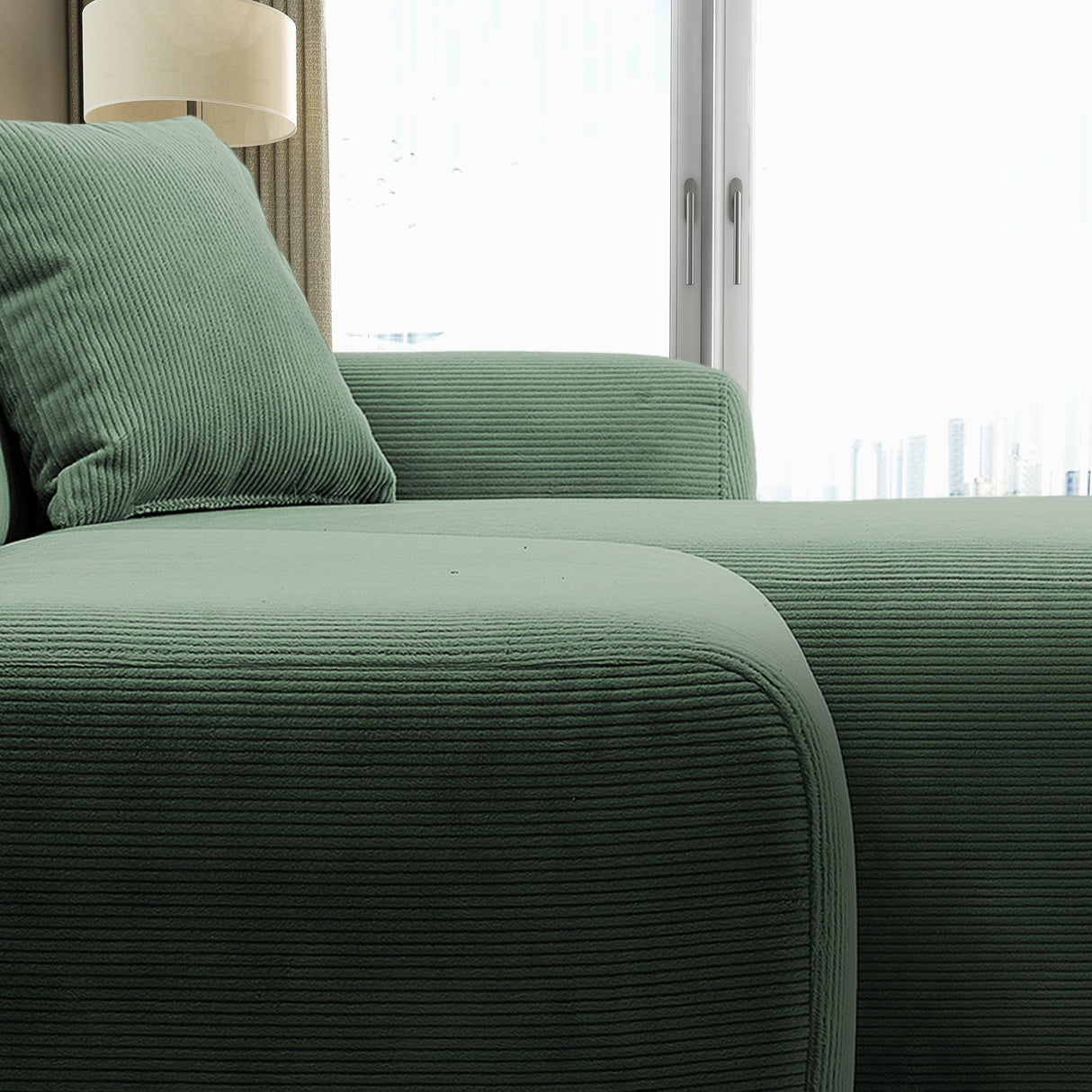 Mar Sectional Green Corduroy Sofa (Right Facing) from Ashcroft Furniture - Luna Furniture