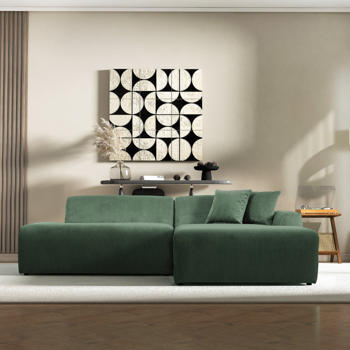 Mar Sectional Green Corduroy Sofa (Right Facing) from Ashcroft Furniture - Luna Furniture