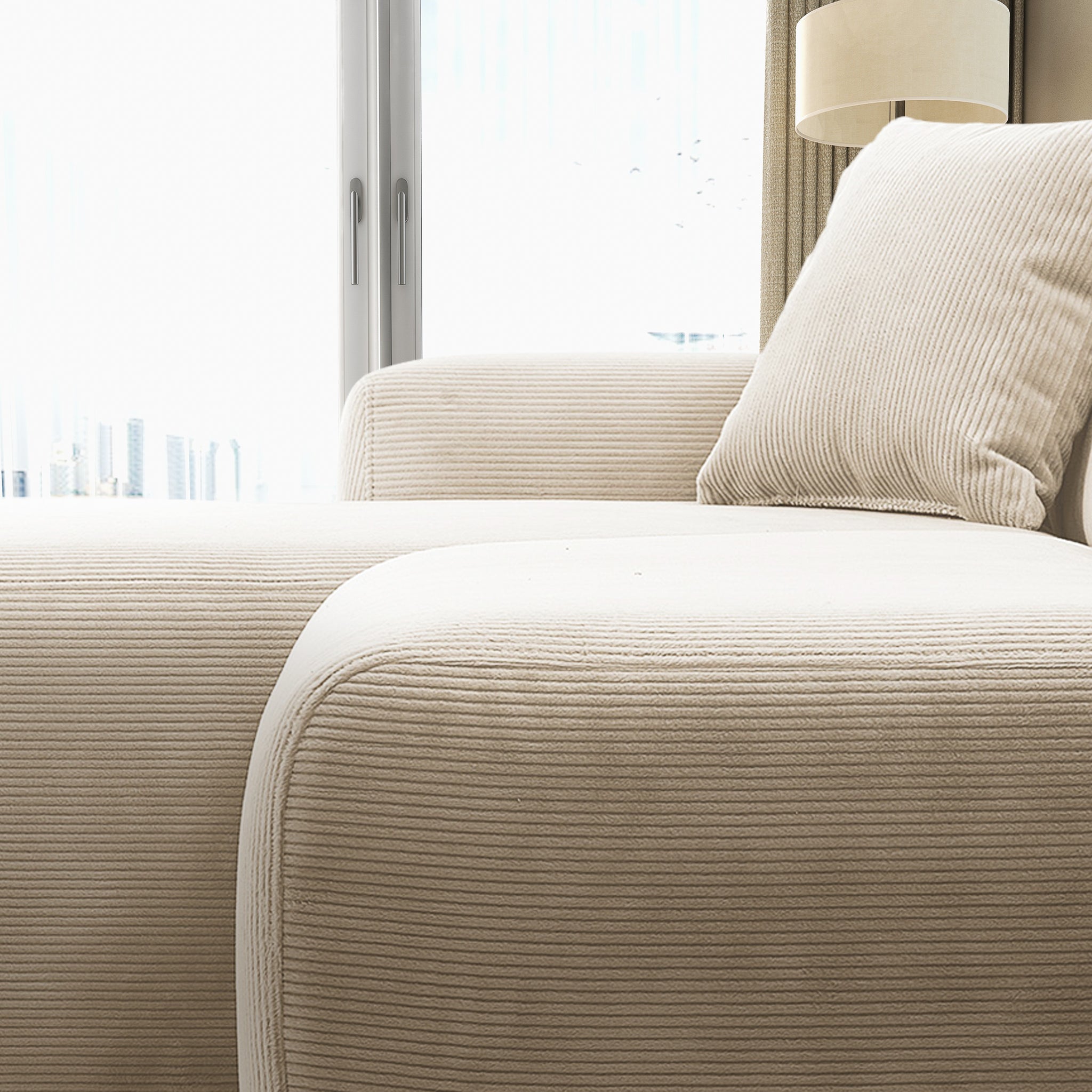 Mar Cream Velvet RAF Sectional from Ashcroft Furniture - Luna Furniture