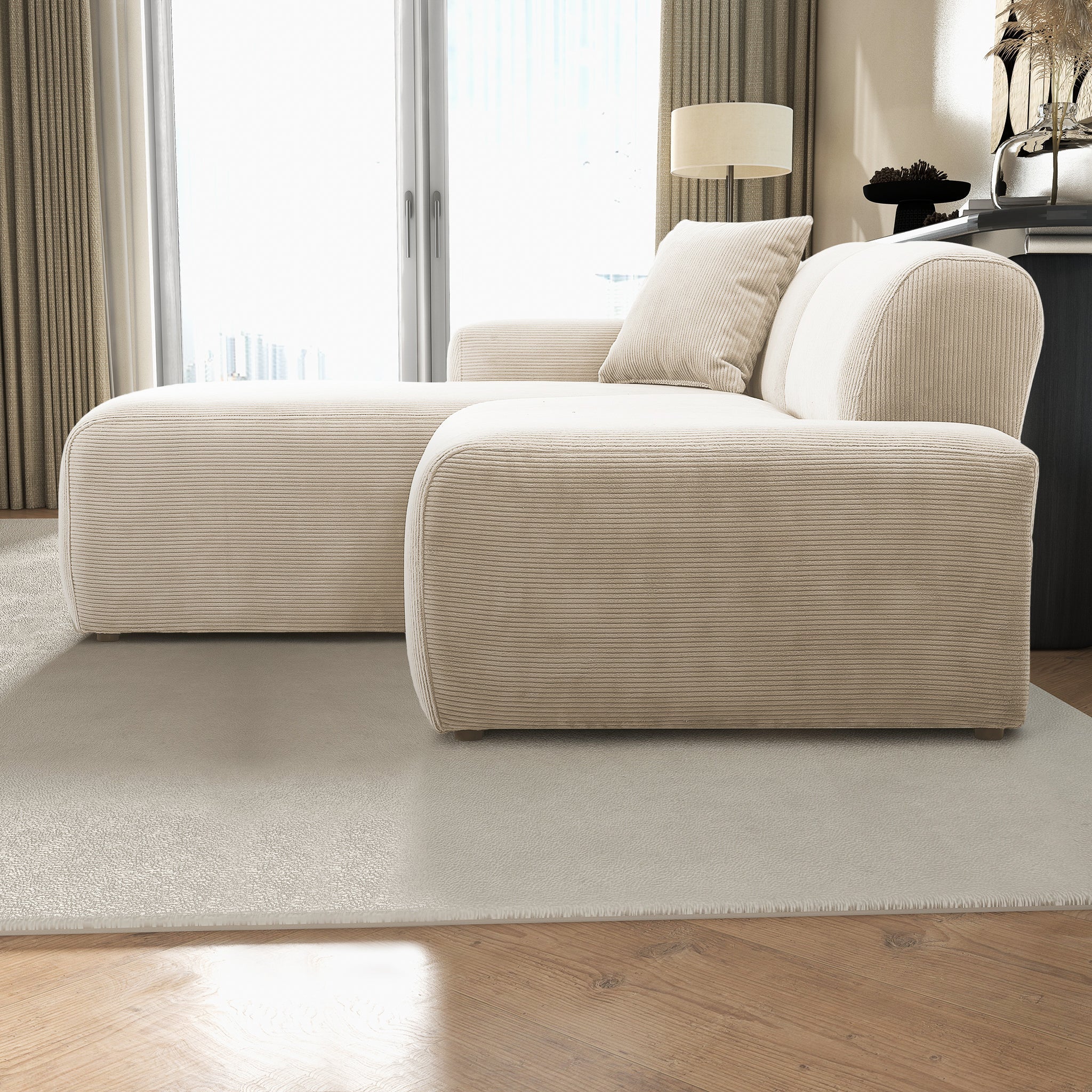 Mar Cream Velvet RAF Sectional from Ashcroft Furniture - Luna Furniture