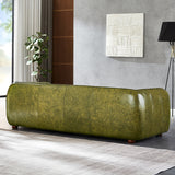Mila Green Genuine Leather Mid-Century Modern Sofa
