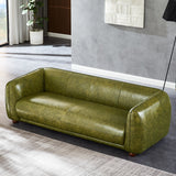 Mila Green Genuine Leather Mid-Century Modern Sofa