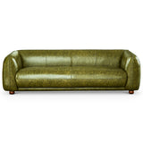 Mila Green Genuine Leather Mid-Century Modern Sofa