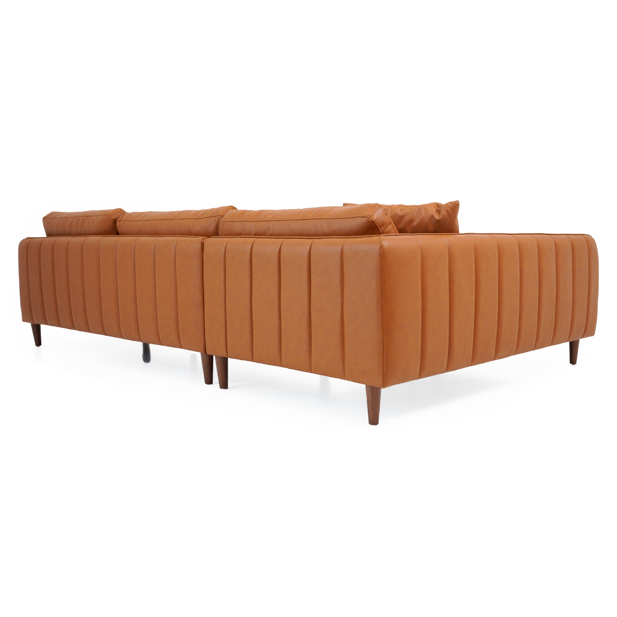 Monroe Cognac Vegan Leather Left Facing Sectional
