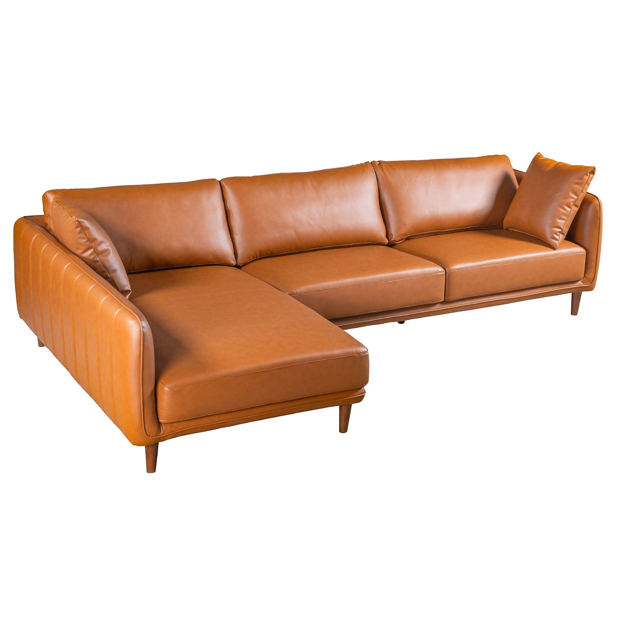 Monroe Cognac Vegan Leather Left Facing Sectional