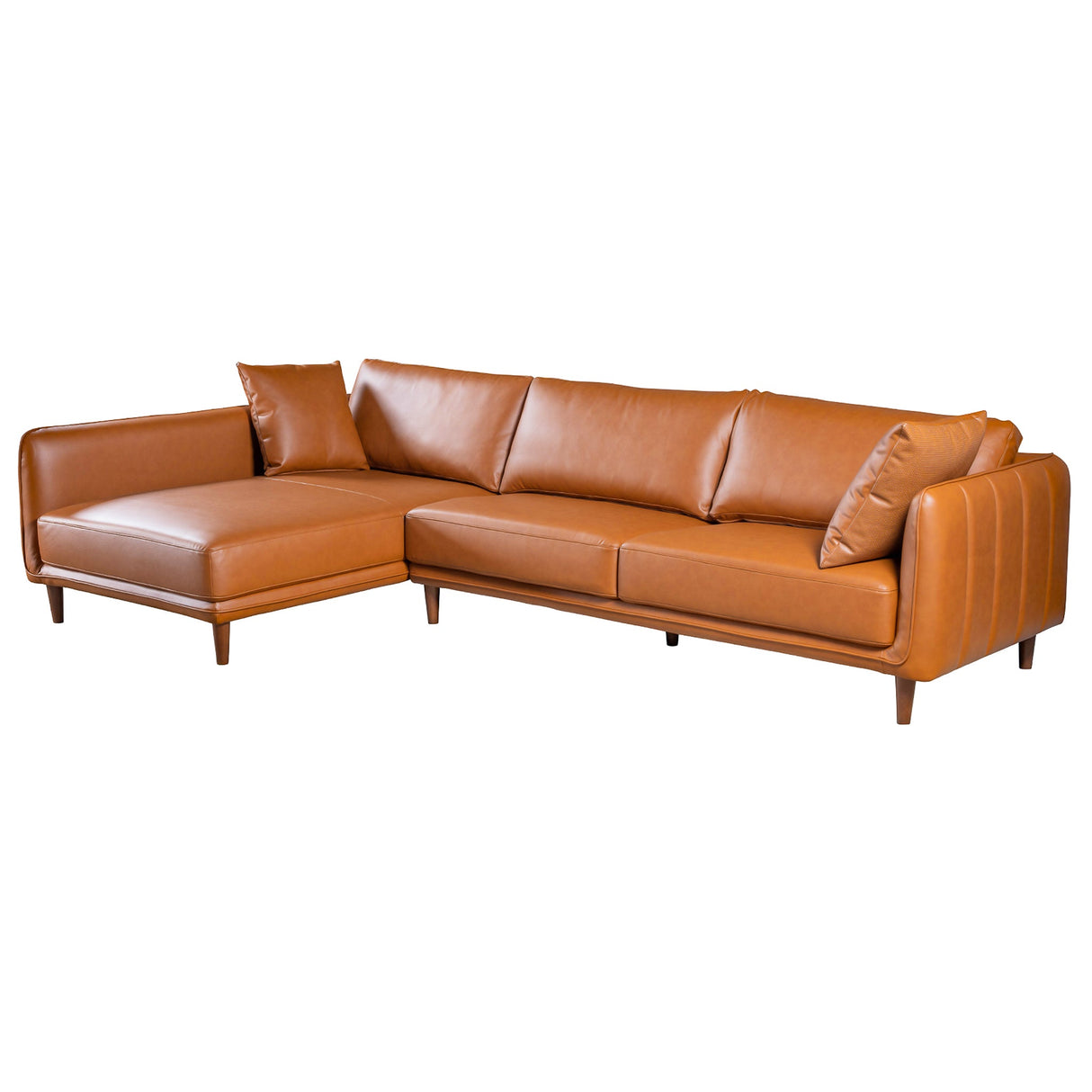 Monroe Cognac Vegan Leather Left Facing Sectional