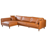 Monroe Cognac Vegan Leather Left Facing Sectional