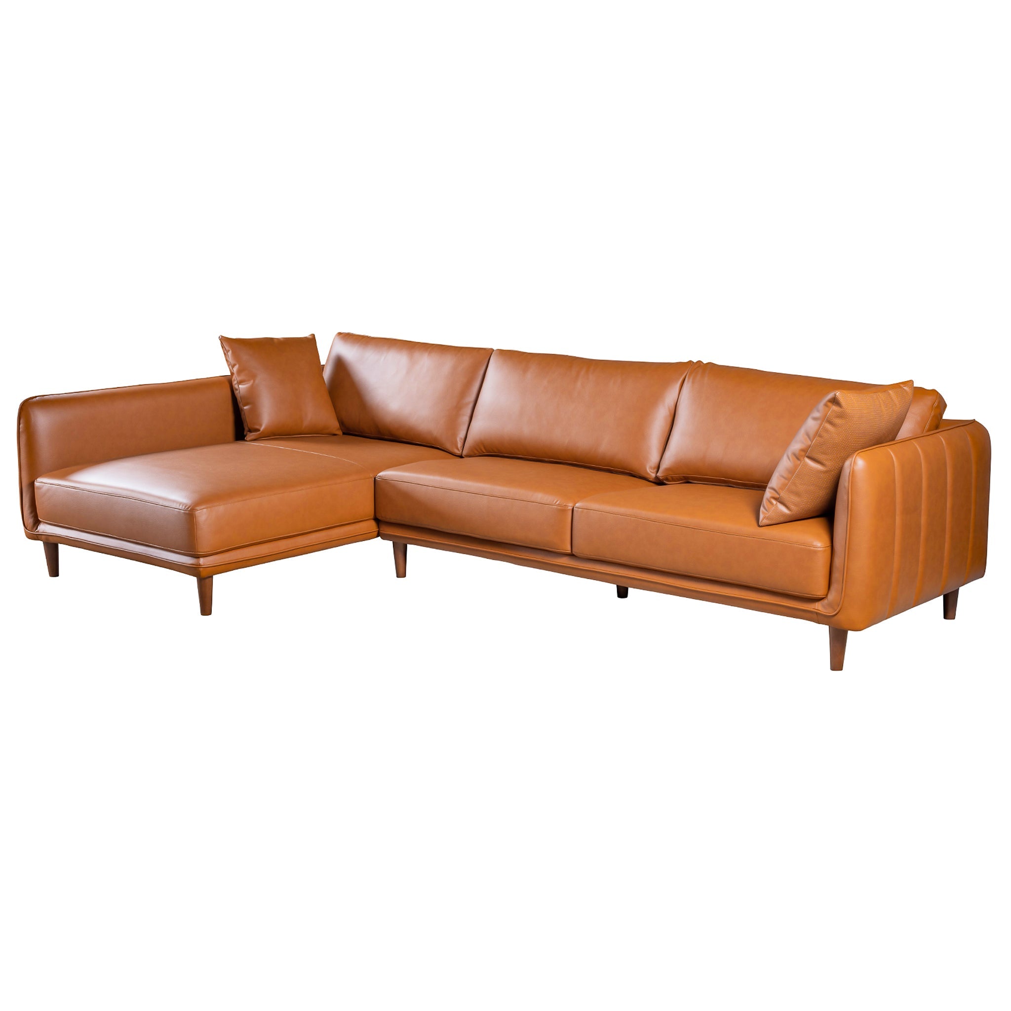 Monroe Cognac Vegan Leather Left Facing Sectional
