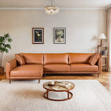 Monroe Cognac Vegan Leather Left Facing Sectional