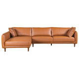 Monroe Cognac Vegan Leather Left Facing Sectional