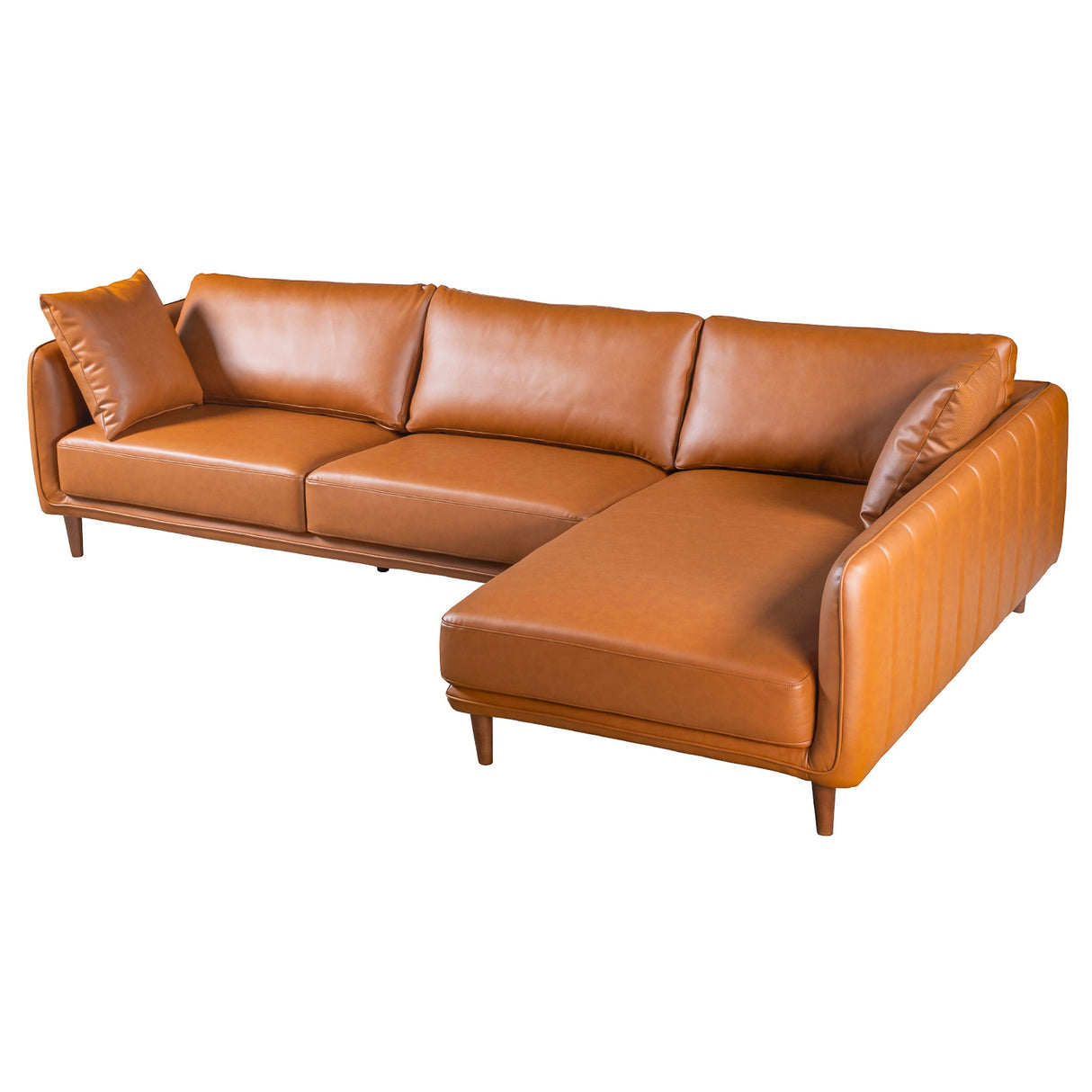 Monroe Cognac Vegan Leather Right Facing Sectional
