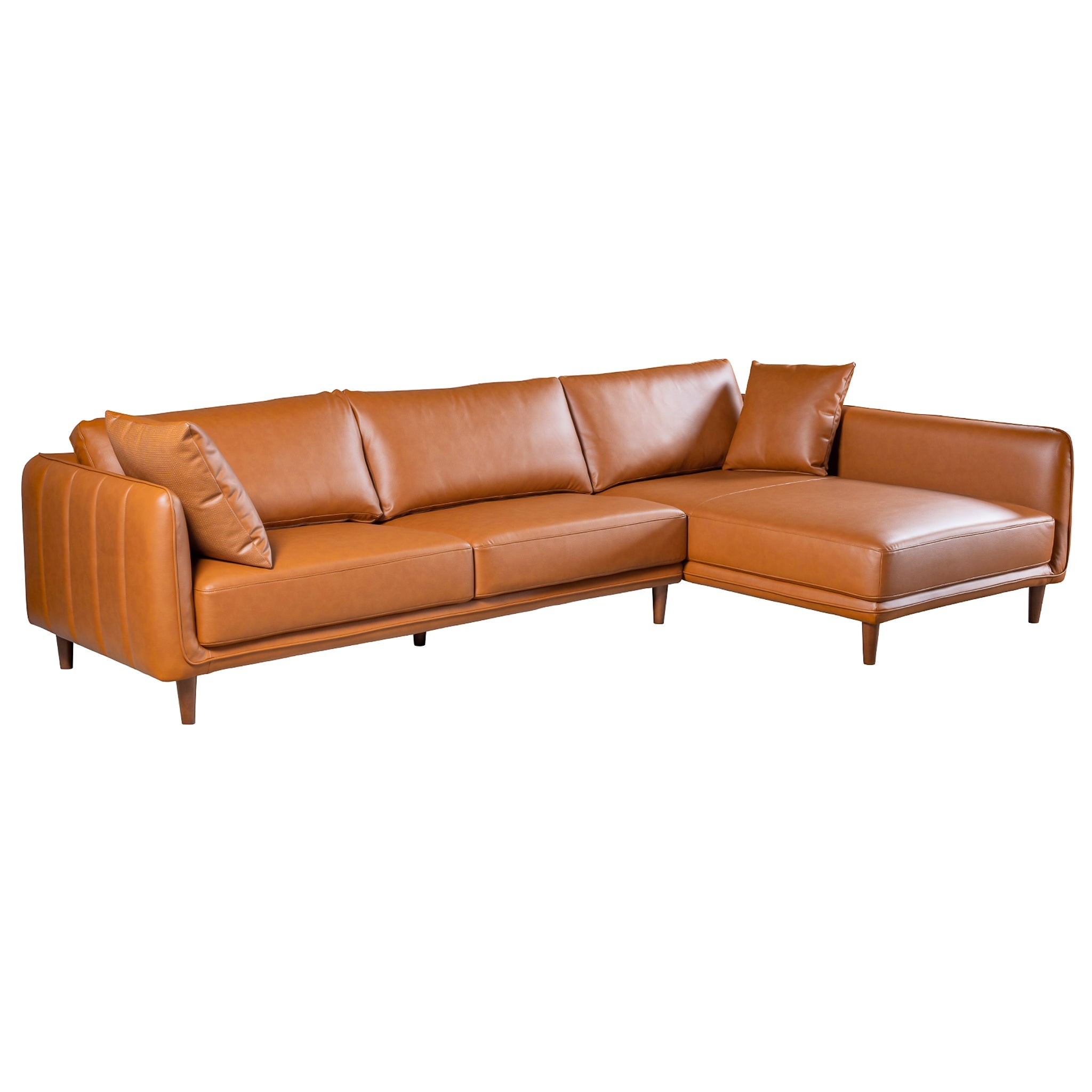 Monroe Cognac Vegan Leather Right Facing Sectional