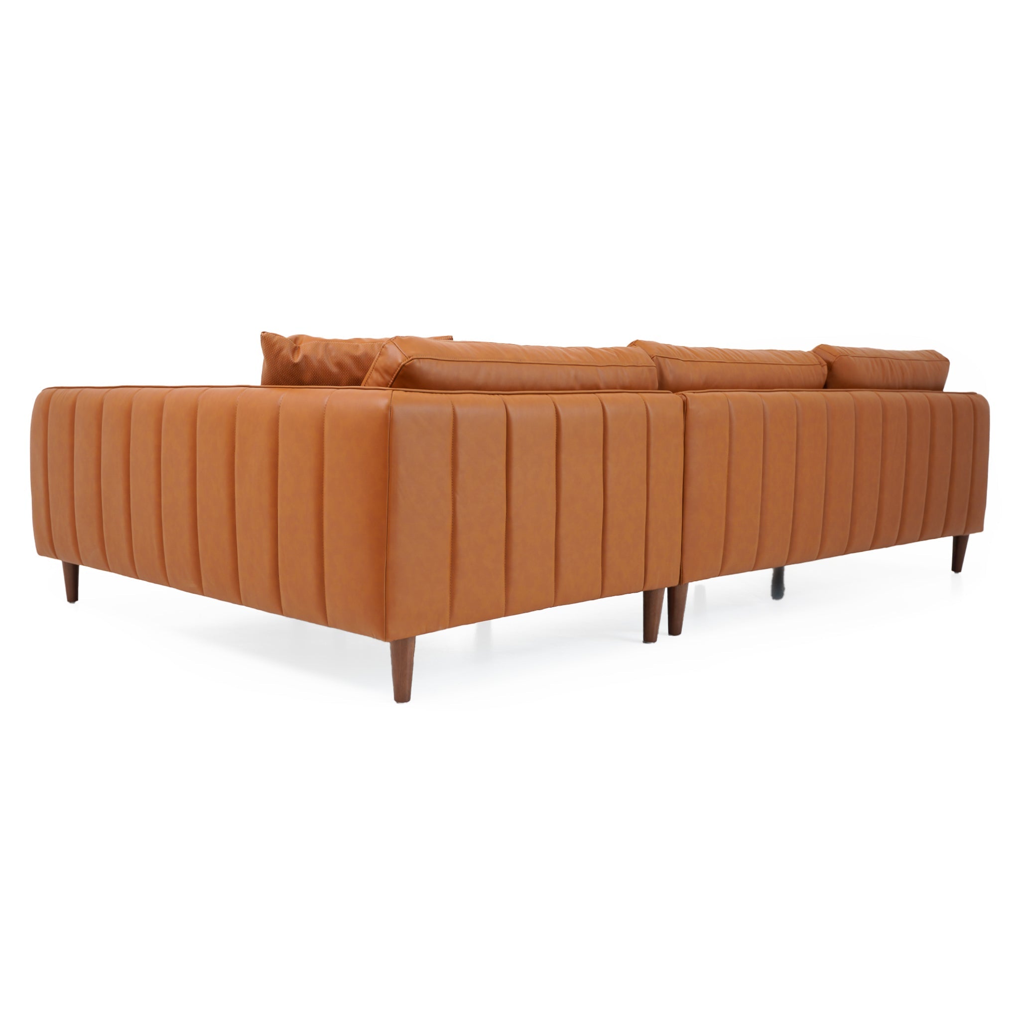 Monroe Cognac Vegan Leather Right Facing Sectional