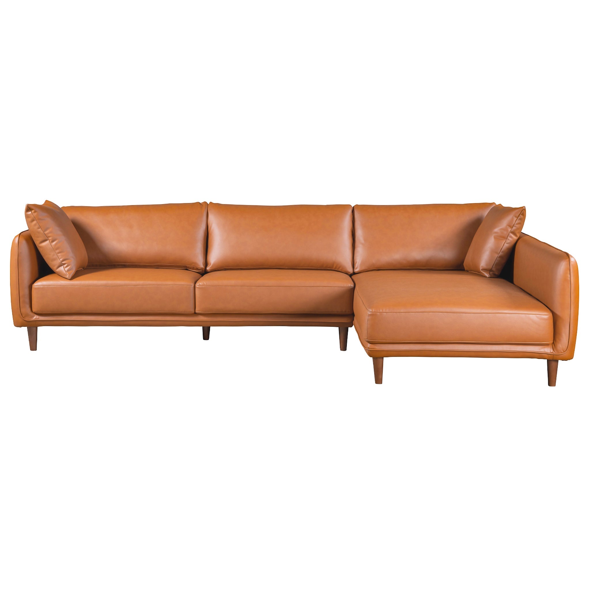 Monroe Cognac Vegan Leather Right Facing Sectional
